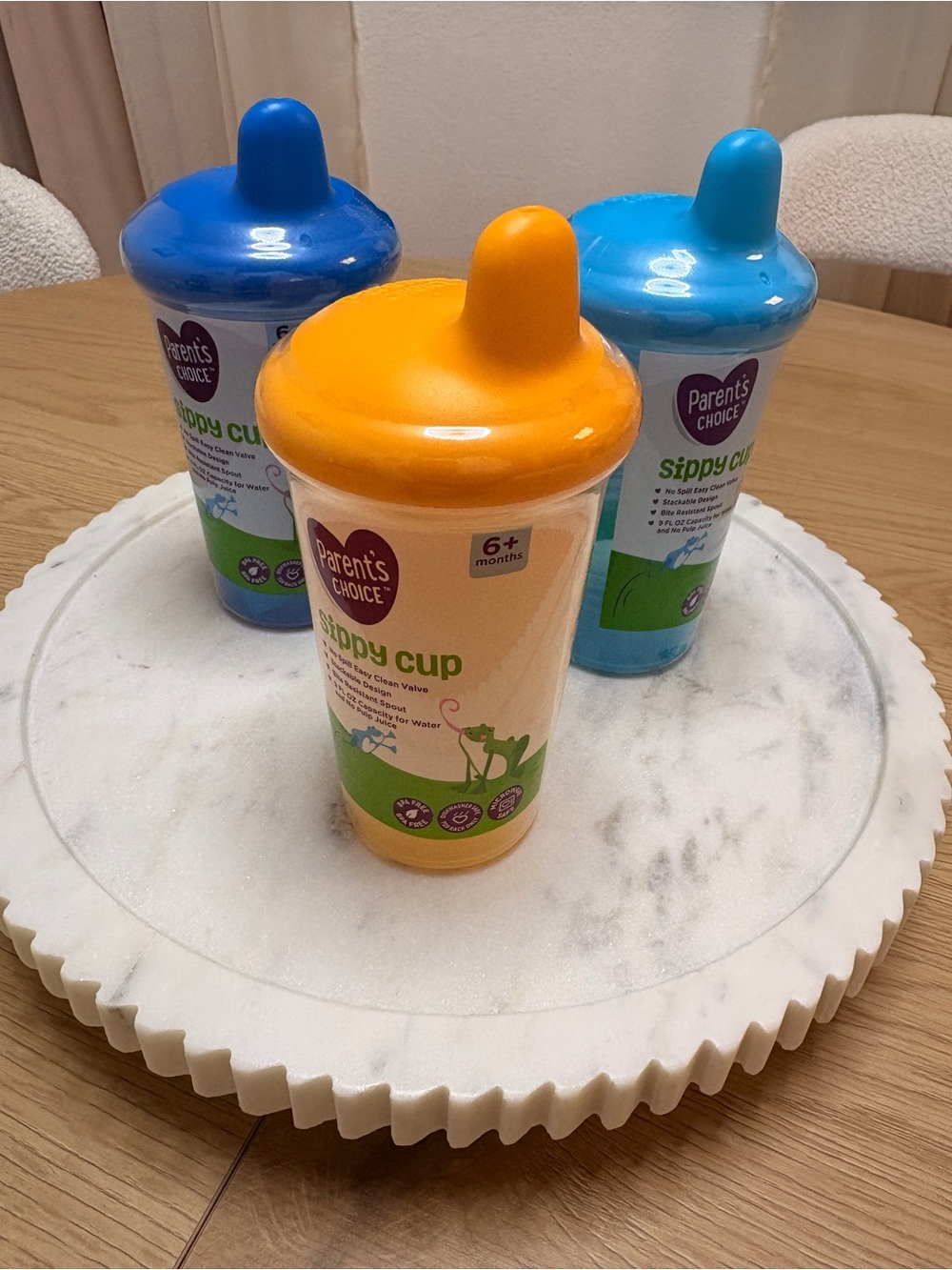 Parents' Choice Sippy Cup Lot of 3 NWT - Yellow, Blue, Light Blue